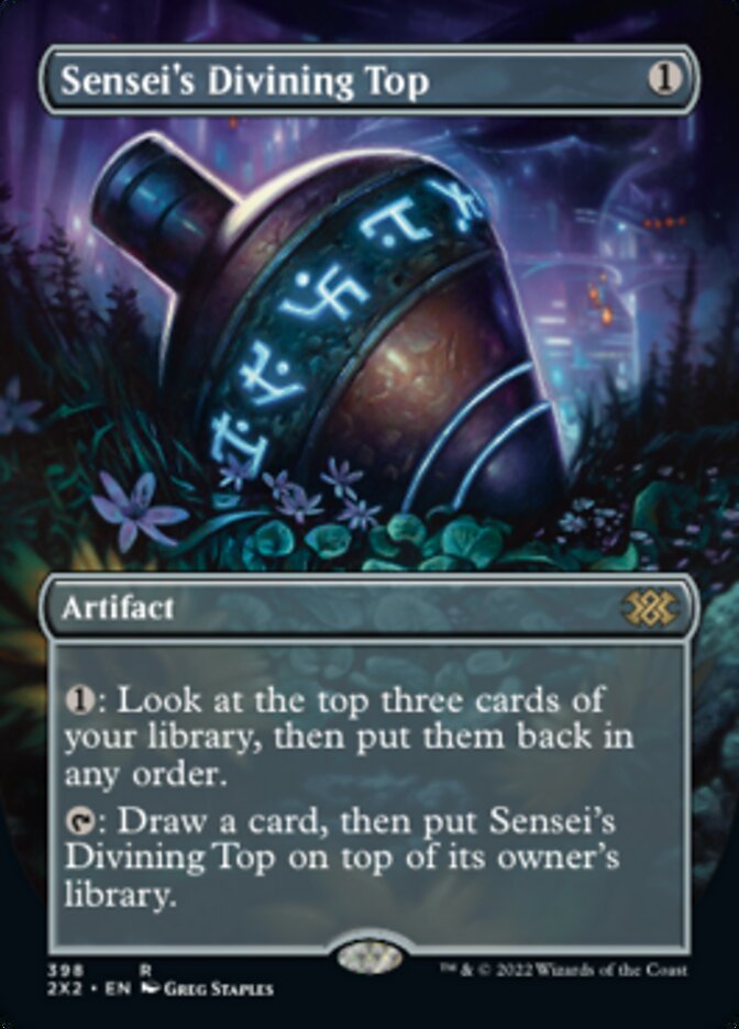 Sensei's Divining Top (Borderless Alternate Art) [Double Masters 2022] | Good Games Morley