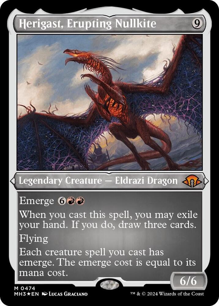 Herigast Erupting Nullkite Foil Etched 474 (Modern Horizons 3)  - Etched Foil | Good Games Morley