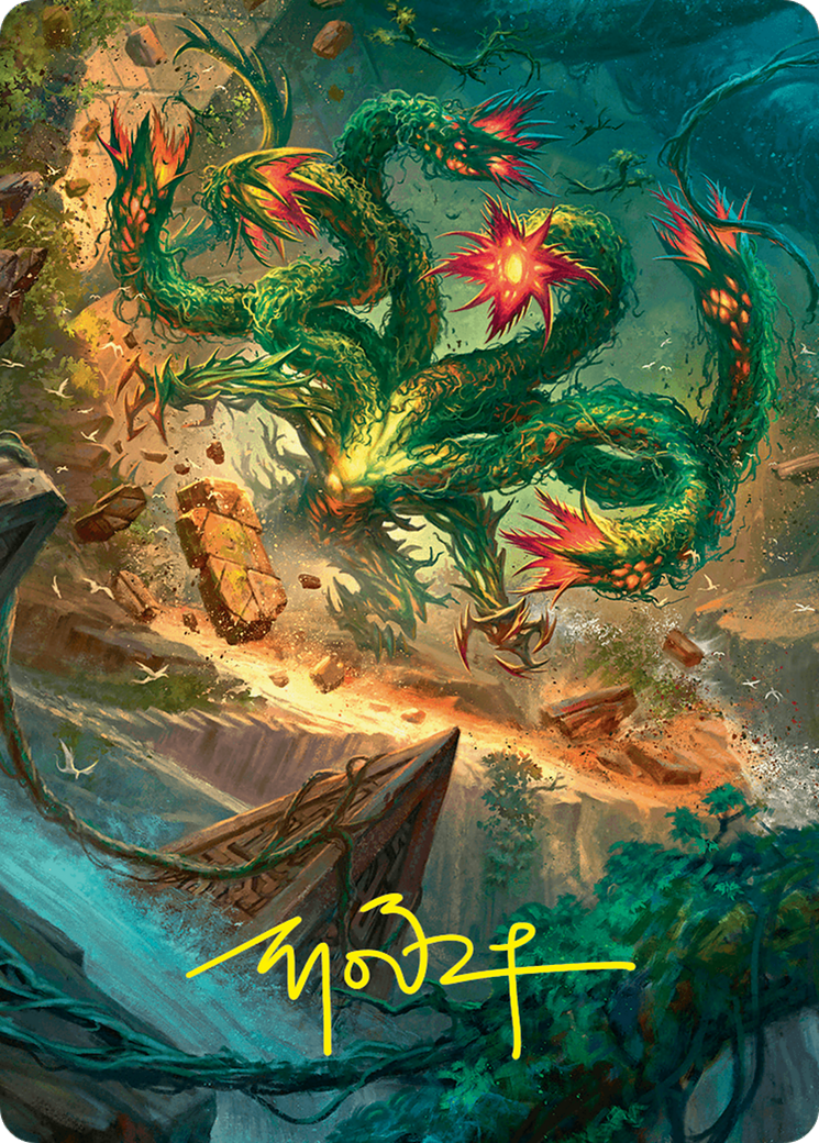 Mossborn Hydra Art Card (42/54) (Gold-Stamped Signature) [Foundations Art Series] | Good Games Morley