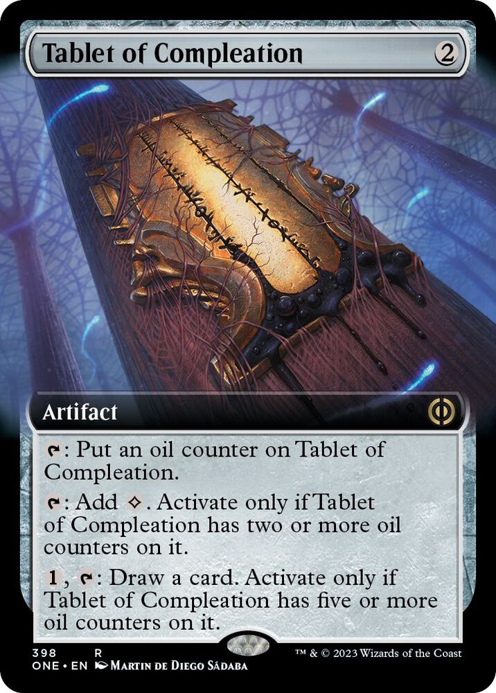 Tablet of Compleation 398 (Phyrexia: All Will Be One)  - Extended Art Foil | Good Games Morley