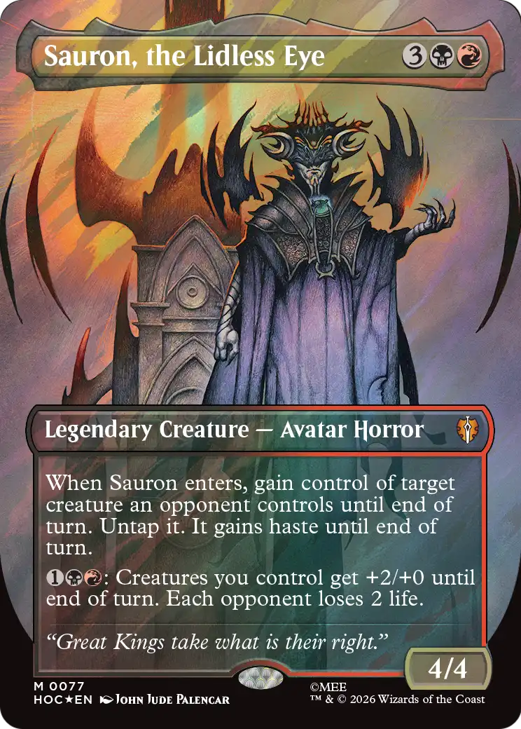 Sauron, the Lidless Eye (Borderless) (Surge Foil) [The Hobbit: Eternal-Legal] | Good Games Morley