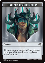 Elk // Emblem - Oko, Shadowmoor Scion Double-Sided Token [Lorwyn Eclipsed Tokens] | Good Games Morley