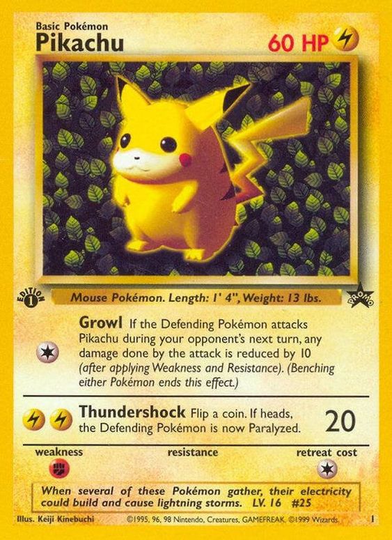 Pikachu (1) (1st Edition Misprint Promo) [Wizards of the Coast: Black Star Promos] | Good Games Morley