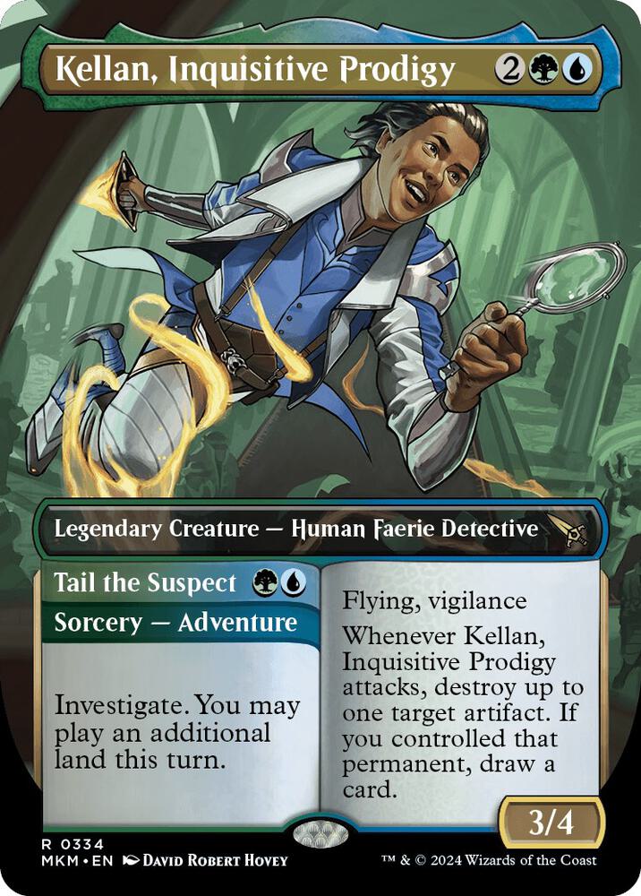 Kellan, Inquisitive Prodigy // Tail the Suspect 334/286 (Murders at Karlov Manor)  - Borderless | Good Games Morley