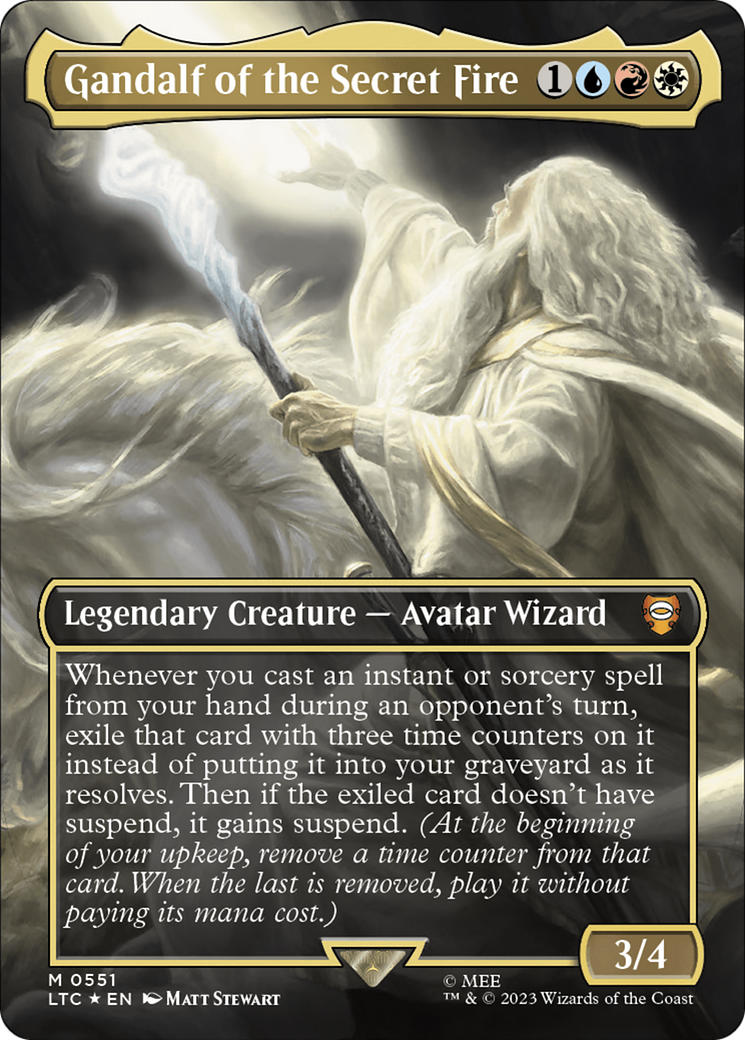 Gandalf of the Secret Fire (Borderless) (Surge Foil) [The Lord of the Rings: Tales of Middle-Earth Commander] | Good Games Morley