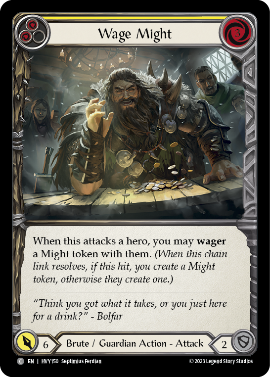 Wage Might (Yellow) [HVY150] (Heavy Hitters)  Rainbow Foil | Good Games Morley