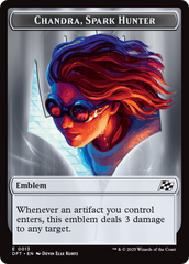 Emblem - Chandra, Spark Hunter // Vehicle Double-Sided Token [Aetherdrift Tokens] | Good Games Morley