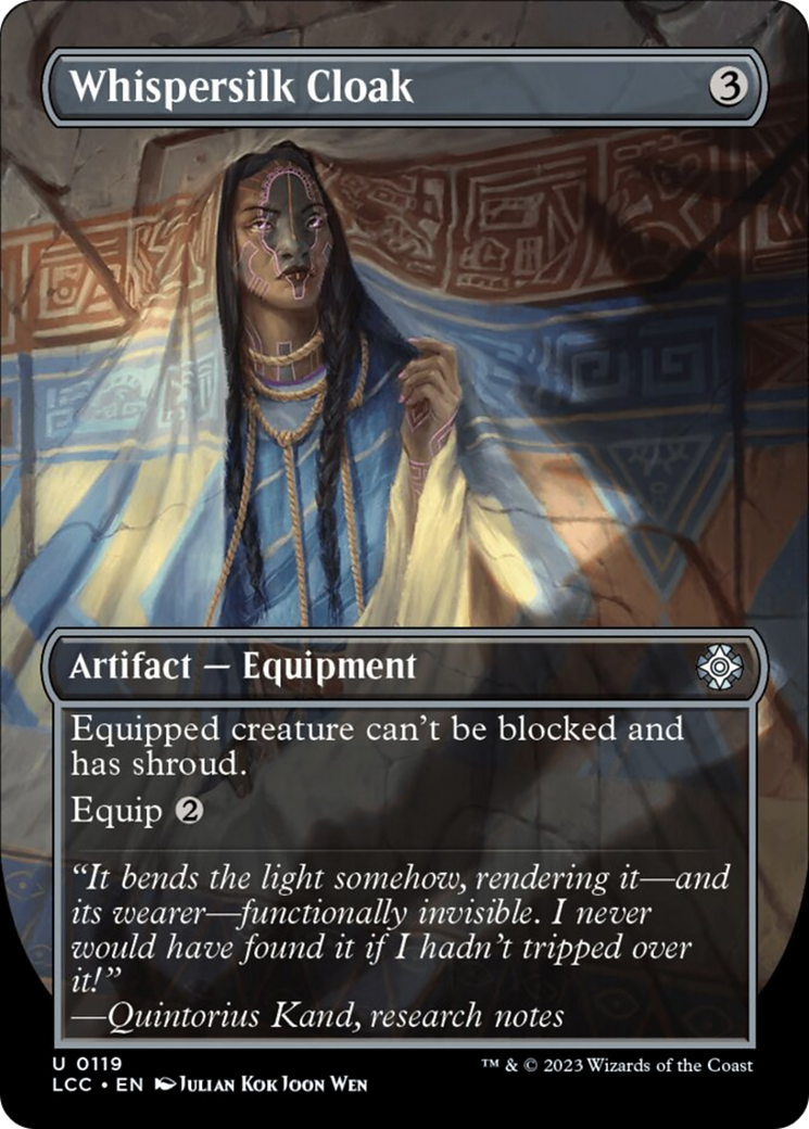Whispersilk Cloak (Borderless) [The Lost Caverns of Ixalan Commander] | Good Games Morley