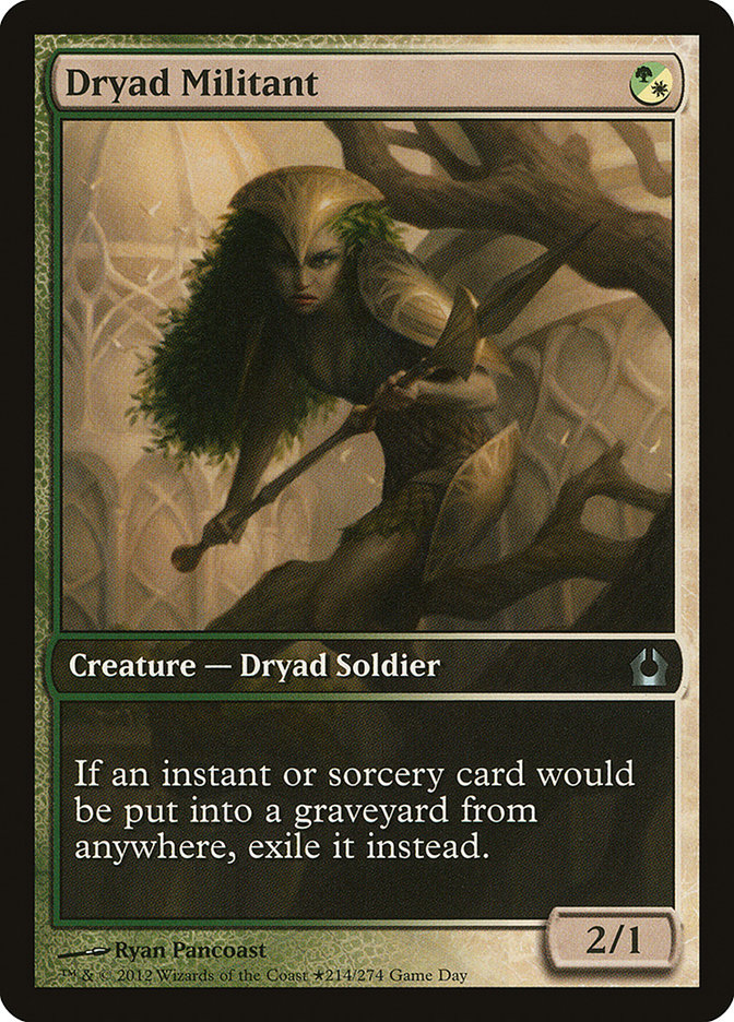 Dryad Militant (Game Day) (Extended Art) [Return to Ravnica Promos] | Good Games Morley