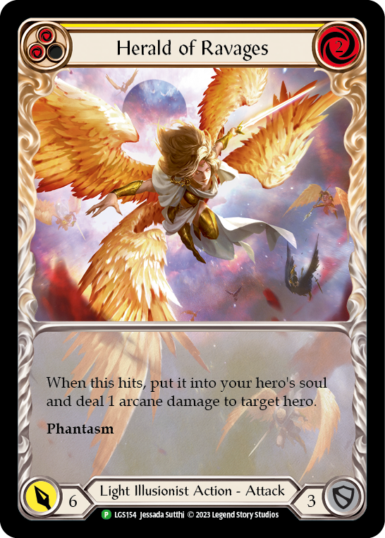 Herald of Ravages (Yellow) (Extended Art) [LGS154] (Promo)  Rainbow Foil | Good Games Morley