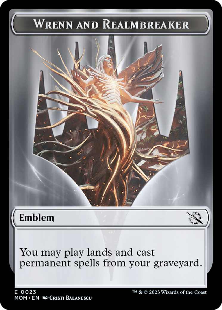 Elemental (9) // Wrenn and Realmbreaker Emblem Double-Sided Token [March of the Machine Tokens] | Good Games Morley