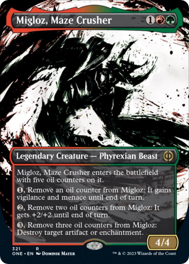 Migloz, Maze Crusher 321/271 (Phyrexia: All Will Be One)  - Borderless | Good Games Morley