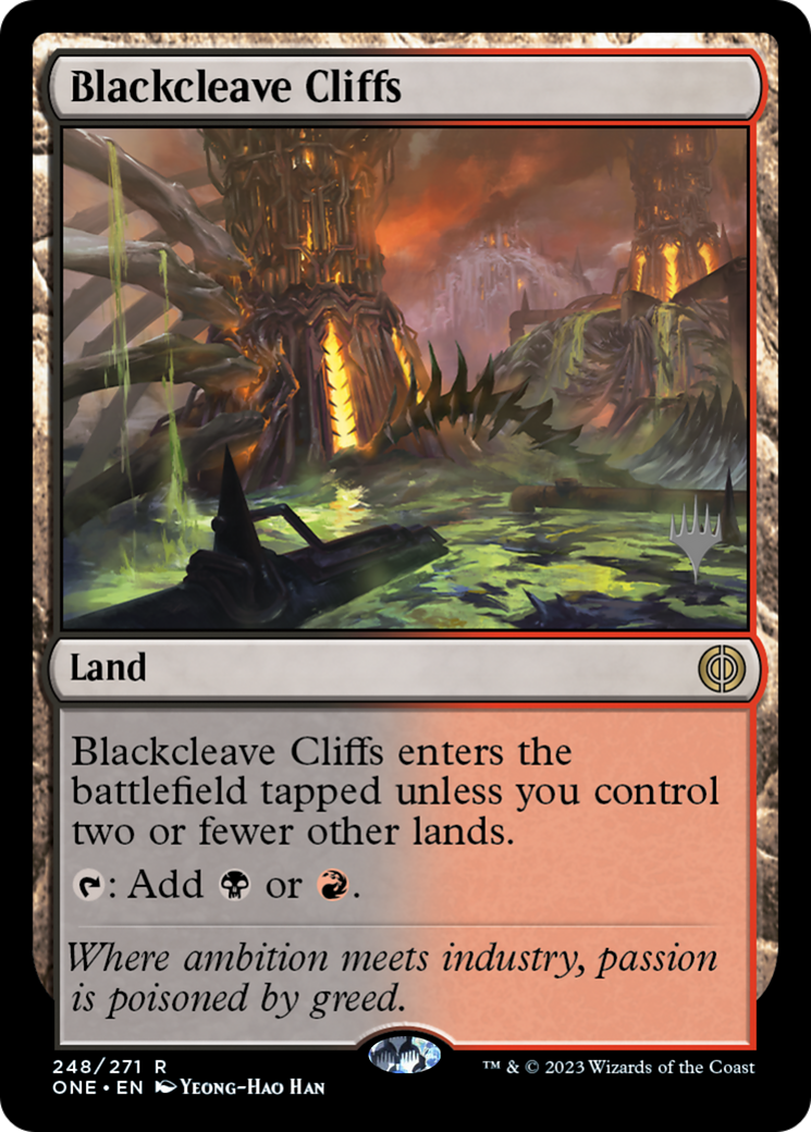 Blackcleave Cliffs (Promo Pack) [Phyrexia: All Will Be One Promos] | Good Games Morley