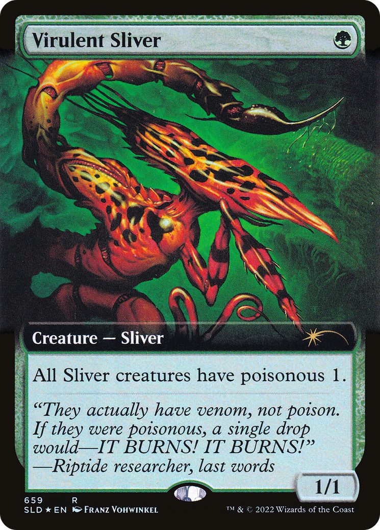Virulent Sliver (Extended Art) (Step-and-Compleat Foil) [Secret Lair Drop Promos] | Good Games Morley