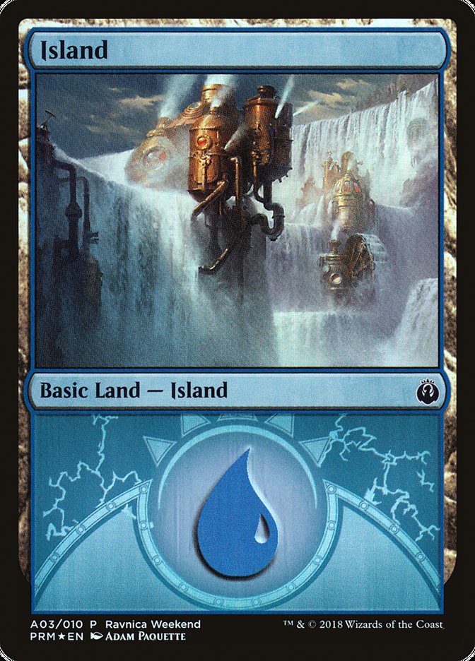 Island (A03) [Ravnica Allegiance Ravnica Weekend] | Good Games Morley