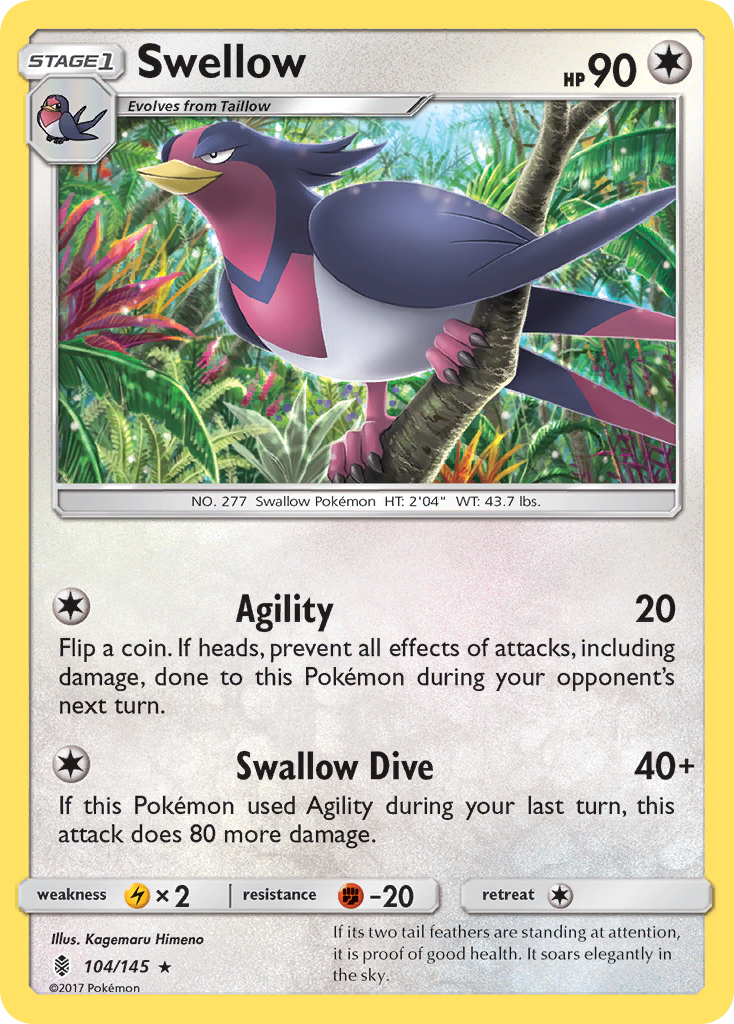 Swellow (104/145) [Sun & Moon: Guardians Rising] | Good Games Morley