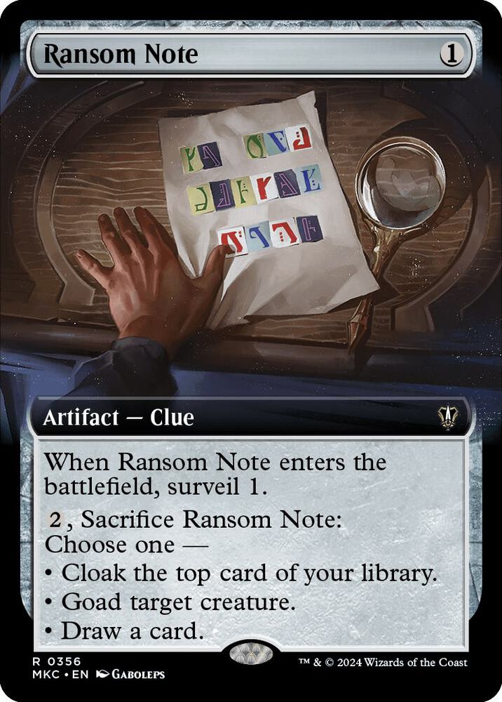 Ransom Note 356/311 (Commander: Murders at Karlov Manor)  - Extended Art | Good Games Morley