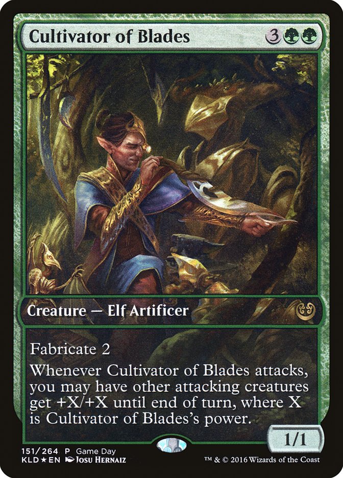 Cultivator of Blades (Game Day) (Full Art) [Kaladesh Promos] | Good Games Morley