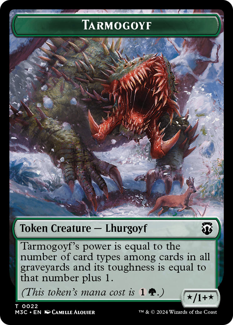 Goblin (Ripple Foil) // Tarmogoyf Double-Sided Token [Modern Horizons 3 Commander Tokens] | Good Games Morley