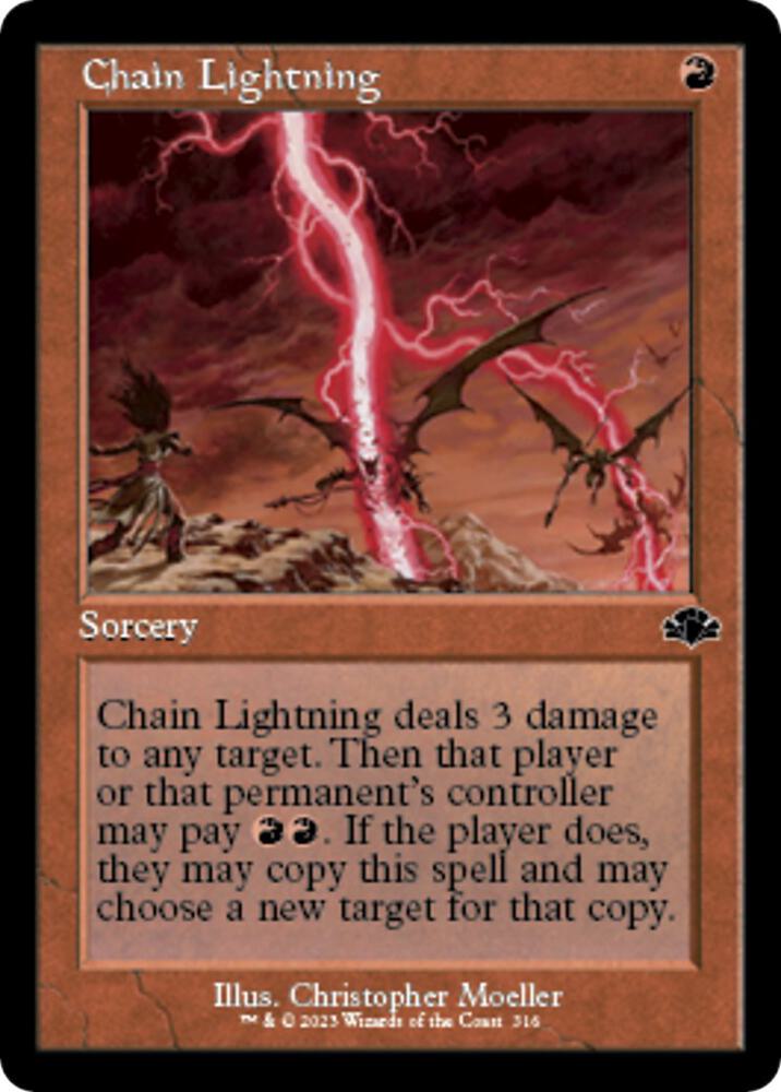 Chain Lightning 316 (Dominaria Remastered)  - Retro Foil | Good Games Morley