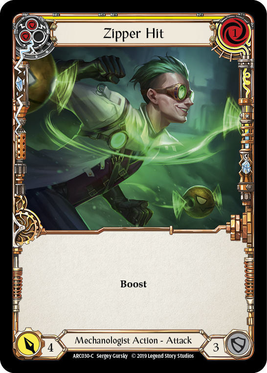 Zipper Hit (Yellow) [ARC030-C] (Arcane Rising)  1st Edition Rainbow Foil | Good Games Morley