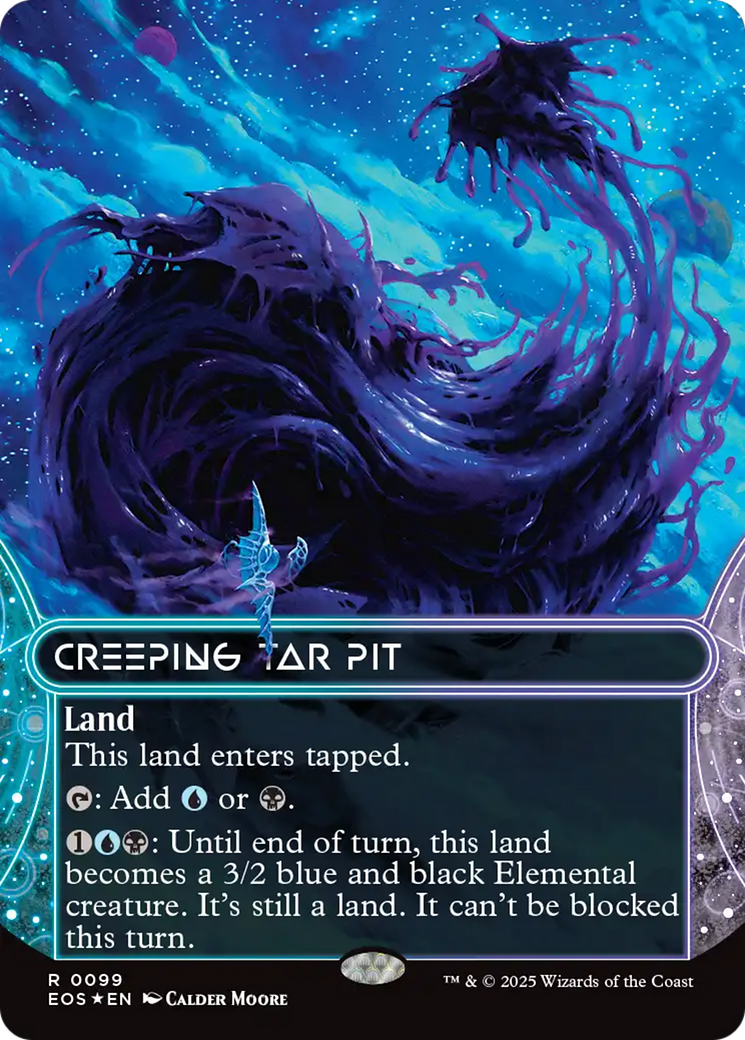 Creeping Tar Pit (0099) (Borderless) (Galaxy Foil) [Edge of Eternities: Stellar Sights] | Good Games Morley