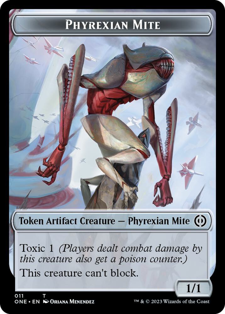 Phyrexian Mite 011 Emblem Koth Fire of Resistance Double sided Token 11 // 13 (Phyrexia: All Will Be One)  - Foil | Good Games Morley