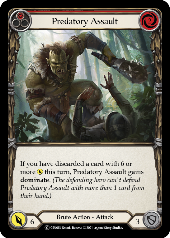 Predatory Assault (Red) [U-CRU013] (Crucible of War Unlimited)  Unlimited Rainbow Foil | Good Games Morley