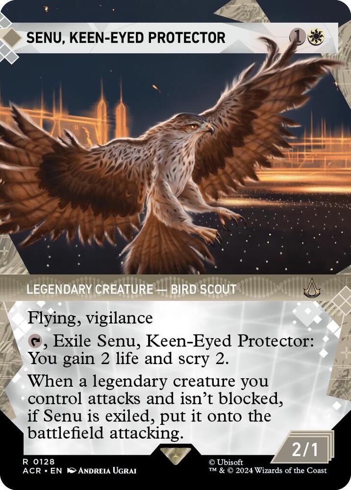 Senu, Keen-Eyed Protector 128 (Universes Beyond: Assassin's Creed)  - Showcase Foil | Good Games Morley