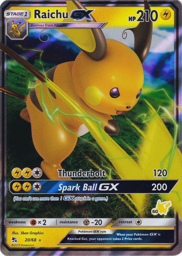 Raichu GX - Pikachu Stamped 60 020/068 (Battle Academy)  - Holofoil | Good Games Morley