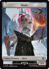Bird // Hero (0029) Double-Sided Token (Surge Foil) [FINAL FANTASY Commander Tokens] | Good Games Morley