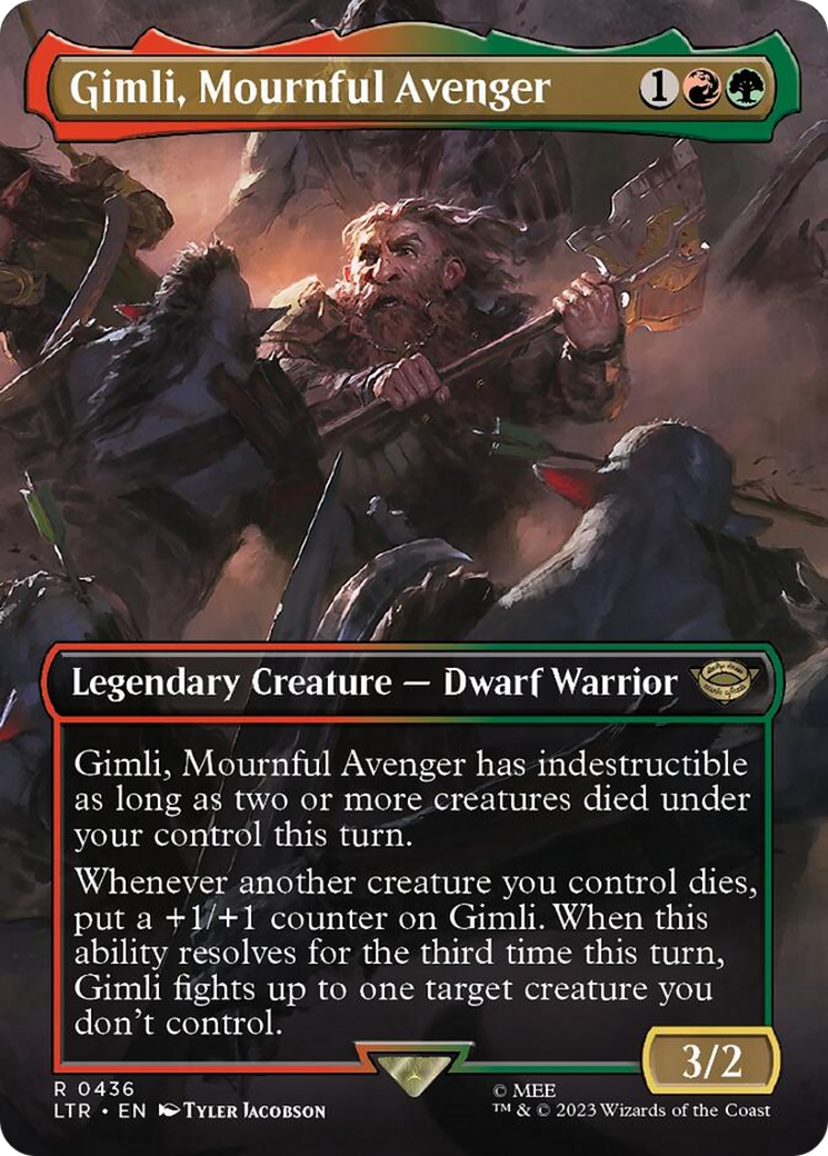 Gimli, Mournful Avenger (Borderless Alternate Art) [The Lord of the Rings: Tales of Middle-Earth] | Good Games Morley
