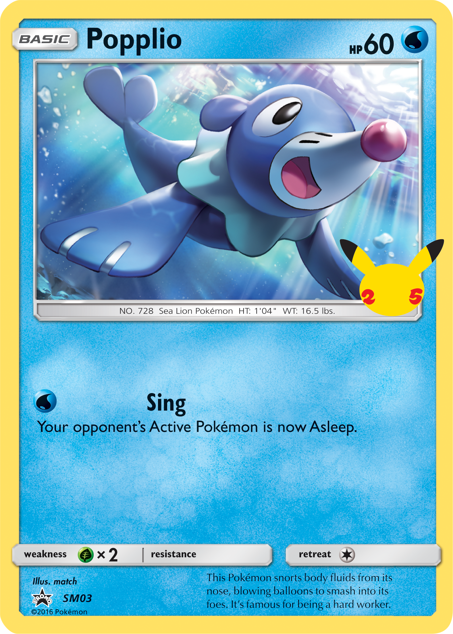 Popplio (SM03) (Jumbo Card) [First Partner Pack] | Good Games Morley