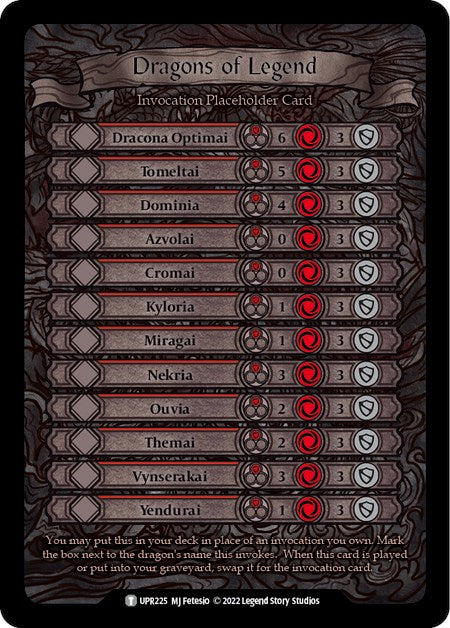 Dragons of Legend Invocation Placeholder Card [UPR225] (Uprising) | Good Games Morley