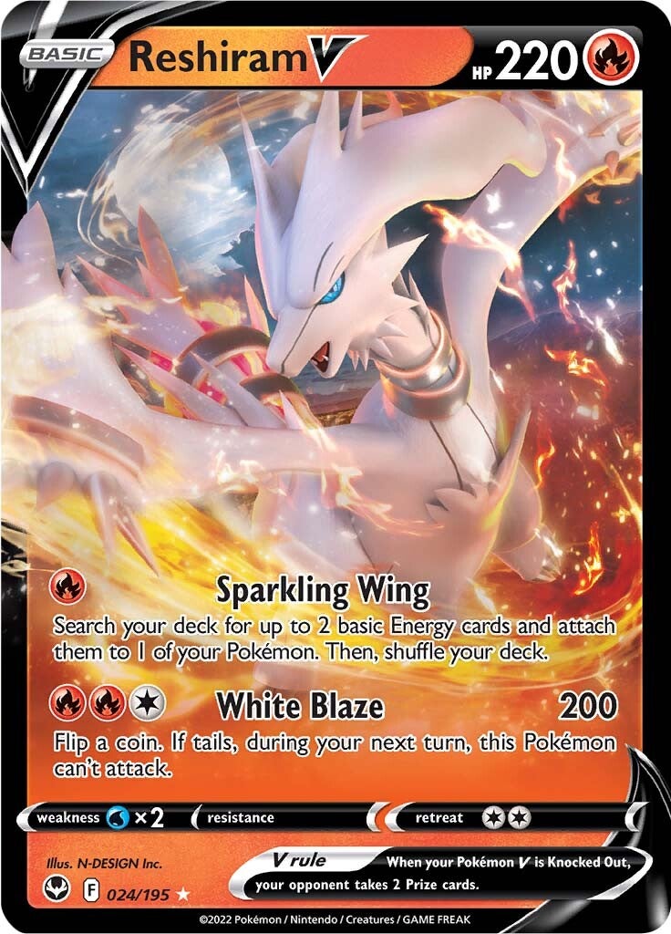 Reshiram V (024/195) [Sword & Shield: Silver Tempest] | Good Games Morley