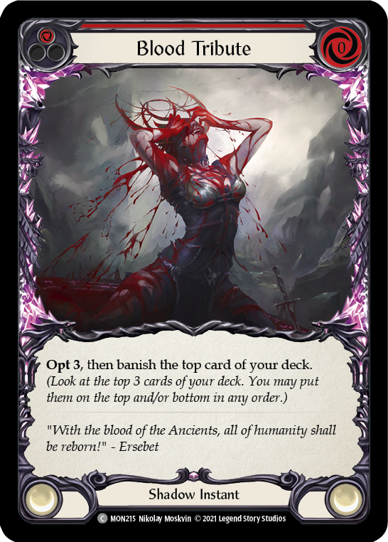 Blood Tribute (Red) [MON215-RF] (Monarch)  1st Edition Rainbow Foil | Good Games Morley