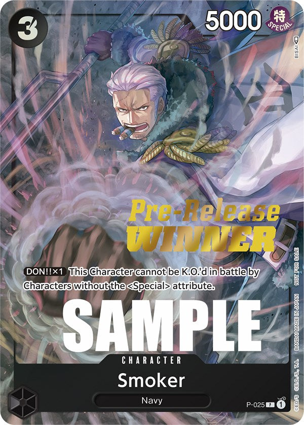 Smoker (Pre-Release) [Winner] [One Piece Promotion Cards] | Good Games Morley