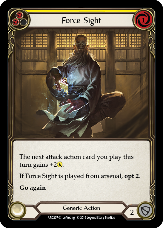 Force Sight (Yellow) [ARC207-C] (Arcane Rising)  1st Edition Rainbow Foil | Good Games Morley