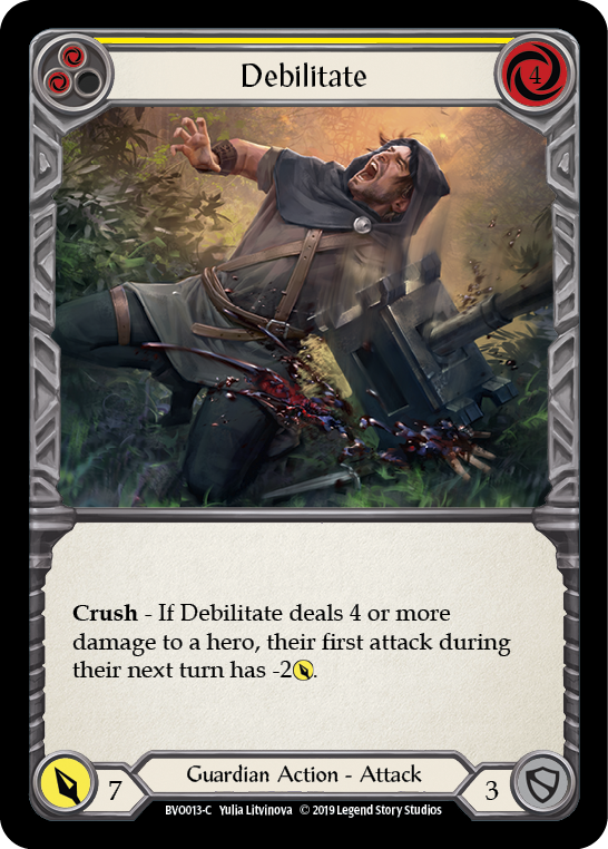 Debilitate (Yellow) [BVO013-C] (Bravo Hero Deck)  1st Edition Normal | Good Games Morley