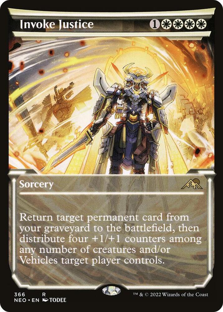 Invoke Justice 366/302 (Kamigawa: Neon Dynasty)  - Showcase Foil | Good Games Morley