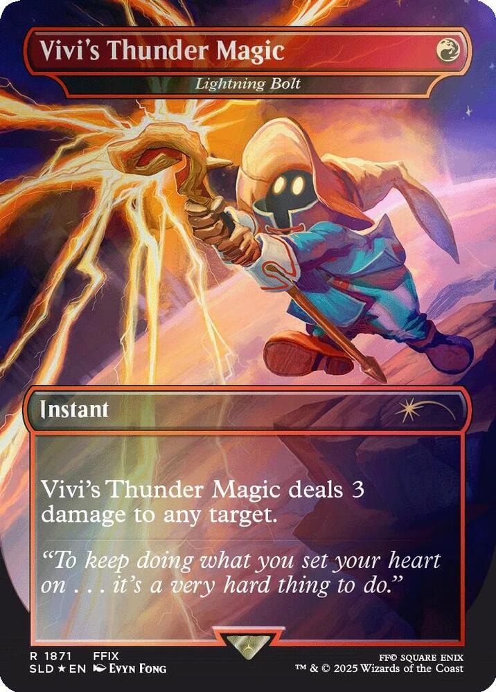 Vivi's Thunder Magic // Lightning Bolt 1871 (Secret Lair Drop Series)  - Borderless Rainbow Foil | Good Games Morley