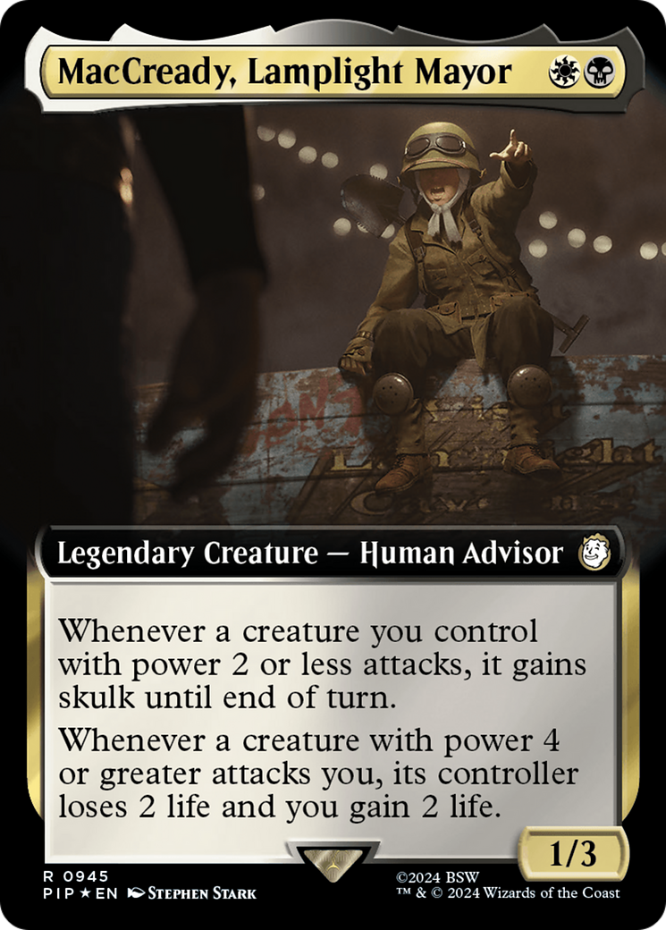 MacCready, Lamplight Mayor (Extended Art) (Surge Foil) [Fallout] | Good Games Morley