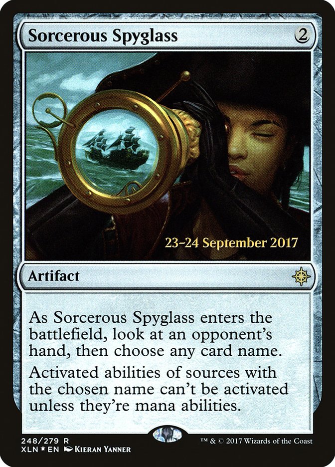 Sorcerous Spyglass [Ixalan Prerelease Promos] | Good Games Morley