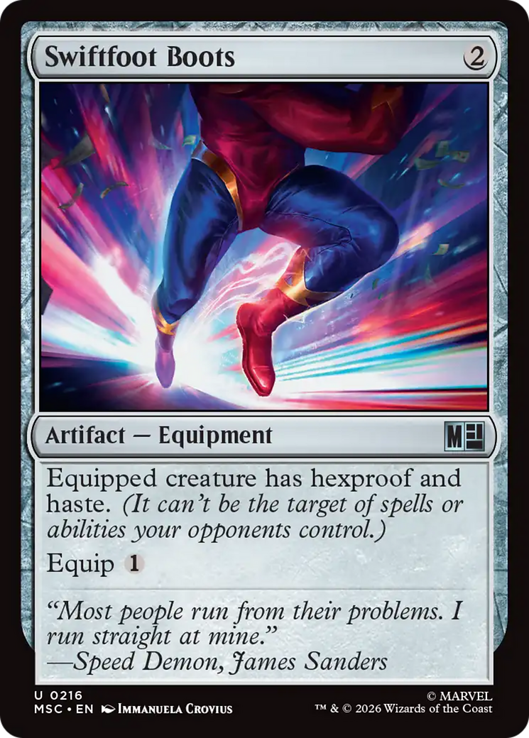 Swiftfoot Boots (Surge Foil) [Marvel Super Heroes Commander] | Good Games Morley