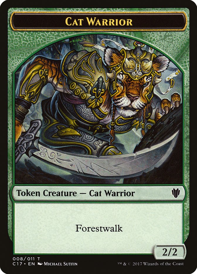 Cat Warrior (008) // Rat (003) Double-Sided Token [Commander 2017 Tokens] | Good Games Morley