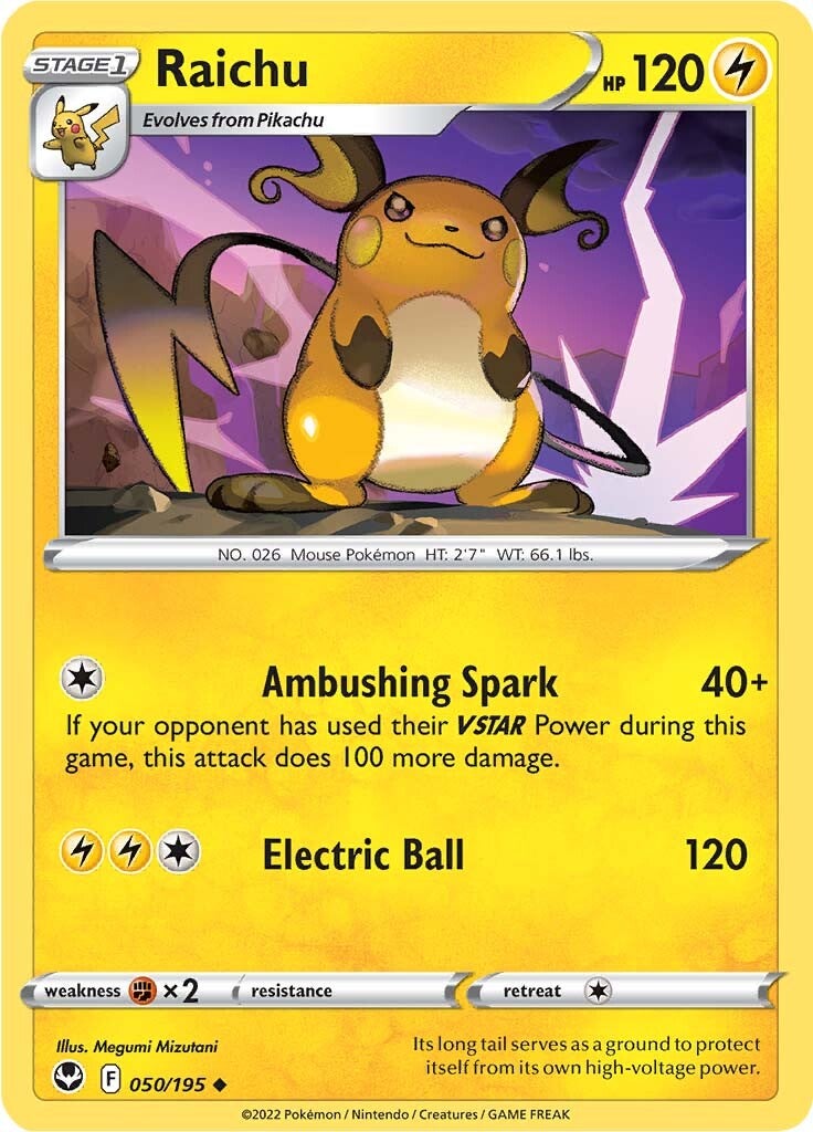 Raichu (050/195) [Sword & Shield: Silver Tempest] | Good Games Morley