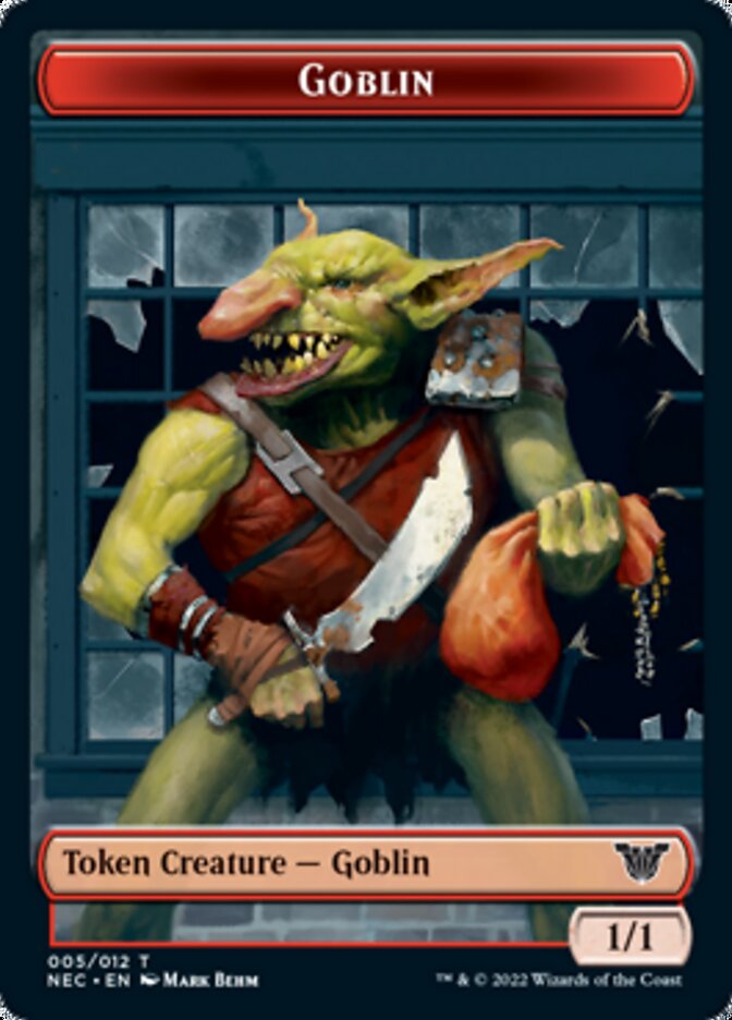 Smoke Blessing // Goblin Double-Sided Token [Kamigawa: Neon Dynasty Commander Tokens] | Good Games Morley