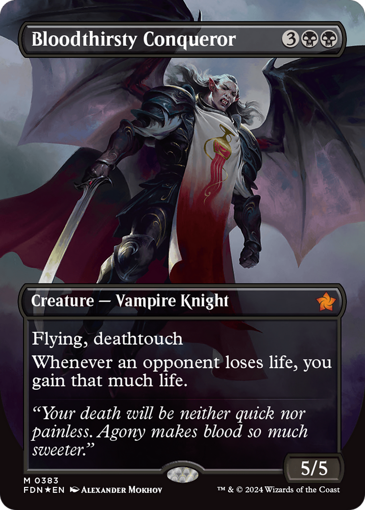 Bloodthirsty Conqueror (Borderless) (Mana Foil) [Foundations] | Good Games Morley