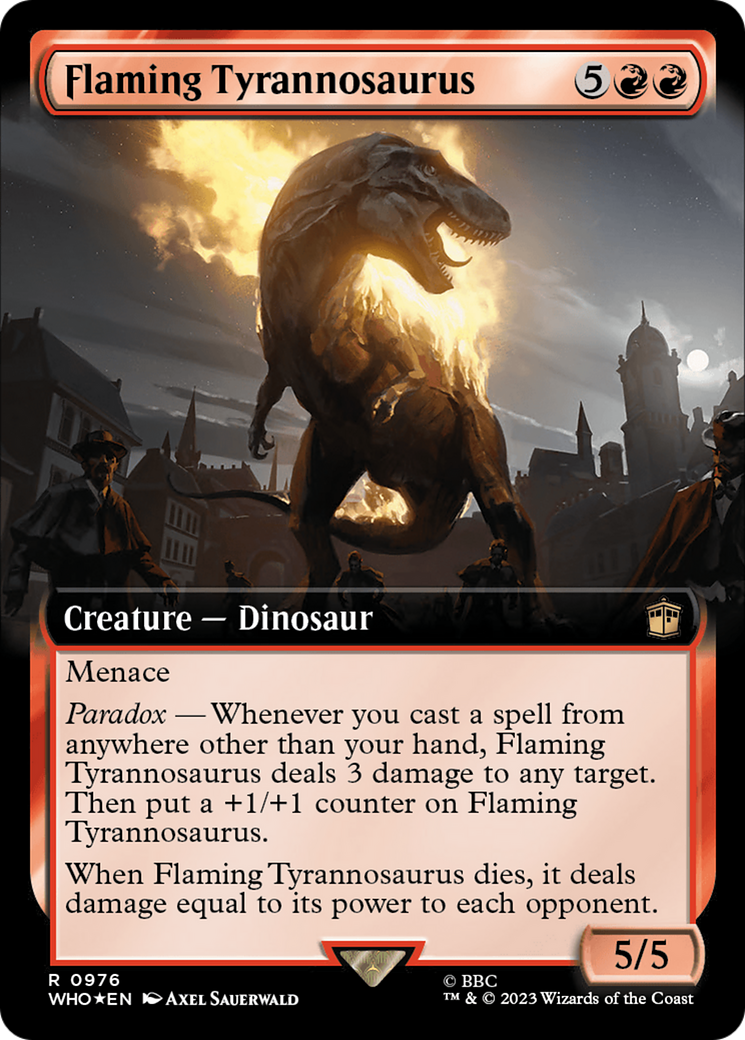 Flaming Tyrannosaurus (Extended Art) (Surge Foil) [Doctor Who] | Good Games Morley