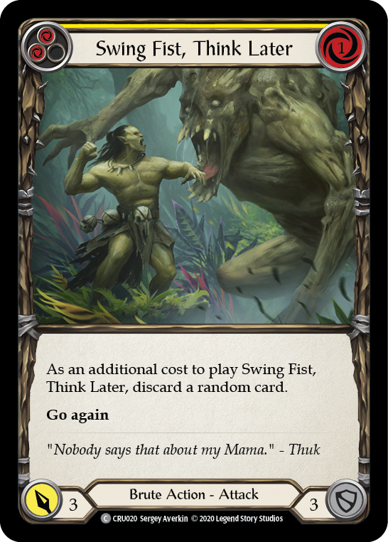 Swing Fist, Think Later (Yellow) [CRU020] (Crucible of War)  1st Edition Rainbow Foil | Good Games Morley